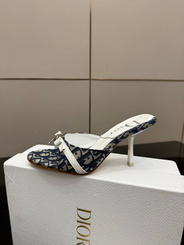 CD 26 Mule Heels 85 Navy Blue in Fabric 803246