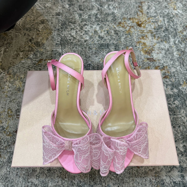 Mach 26 Sandal Heel 90mm Pink in Lace 804311