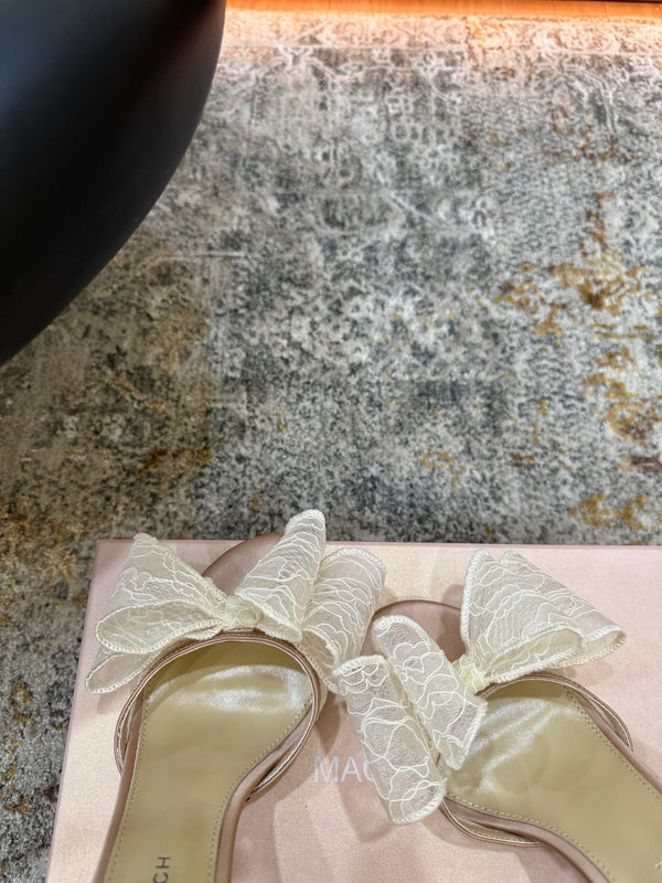 Mach 26 Sandal Heel 90mm Nude Beige in Lace 804310