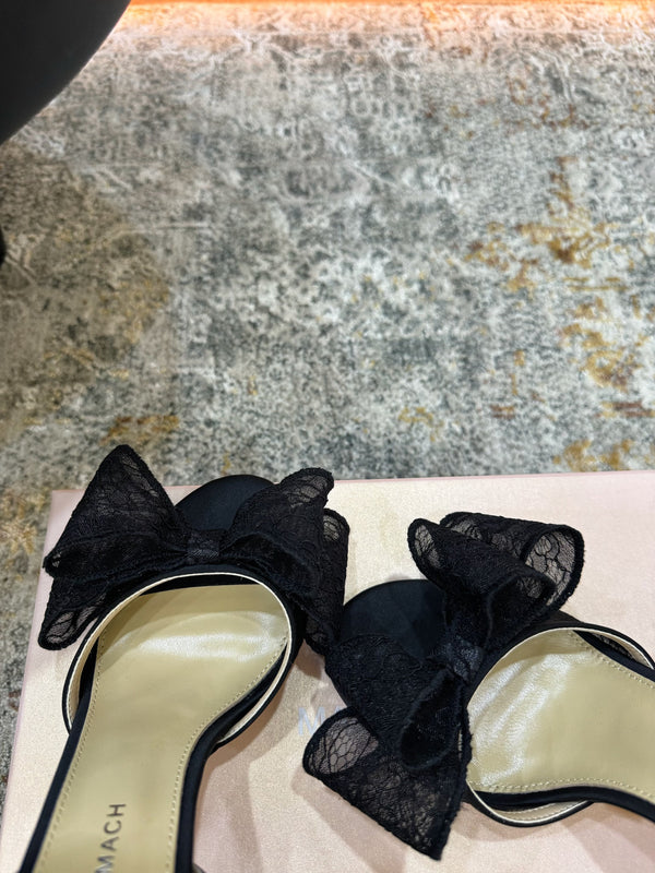 Sandales Mach 26 à talon de 90 mm en dentelle noire 804309