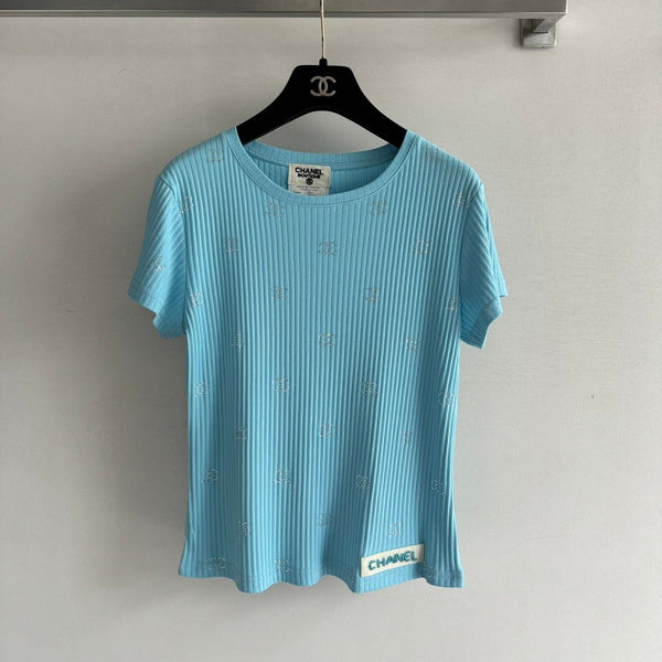 CC Neck Short-sleeve top Blue en Coton 387733