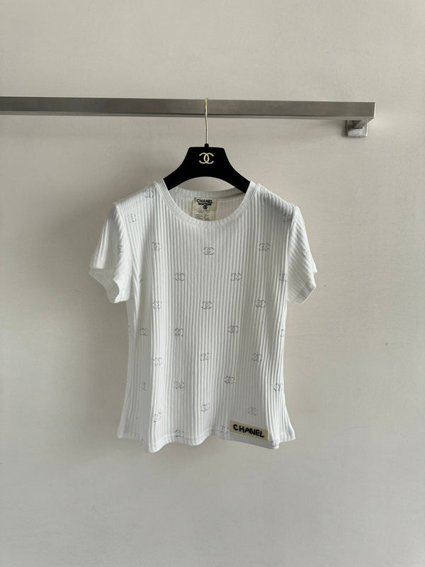 CC Neck Short-sleeve top White in Cotton 387729
