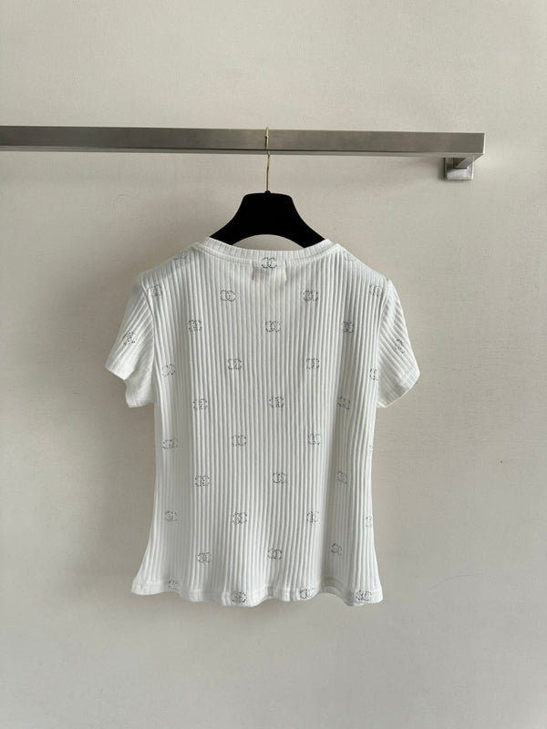 CC Neck Short-sleeve top White in Cotton 387729