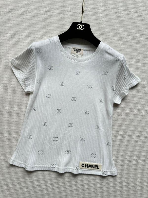 CC Neck Short-sleeve top White in Cotton 387729