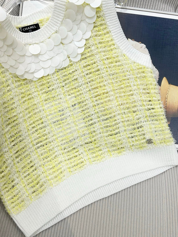 CC 26 Knit Vest Top Pale Yellow in Cotton 387593