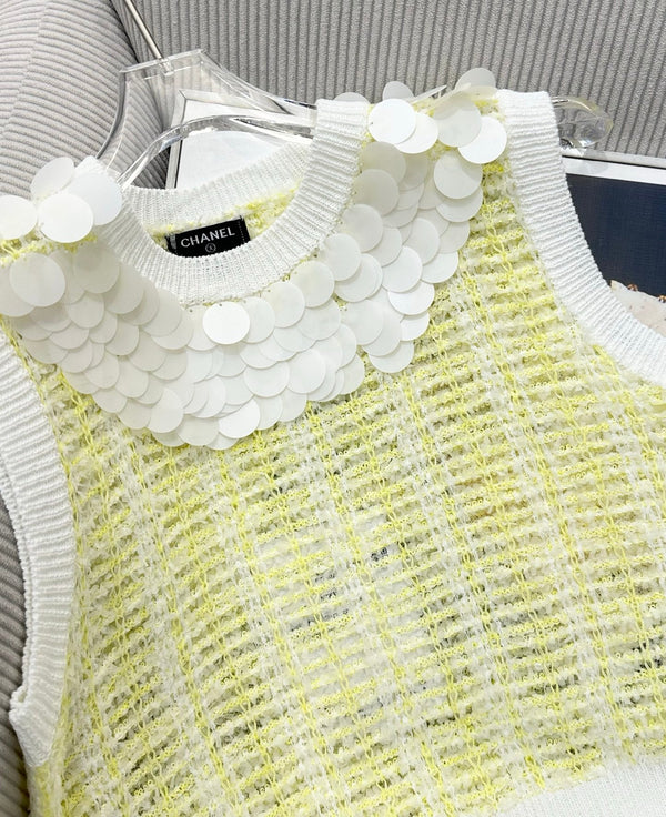 CC 26 Knit Vest Top Pale Yellow in Cotton 387593