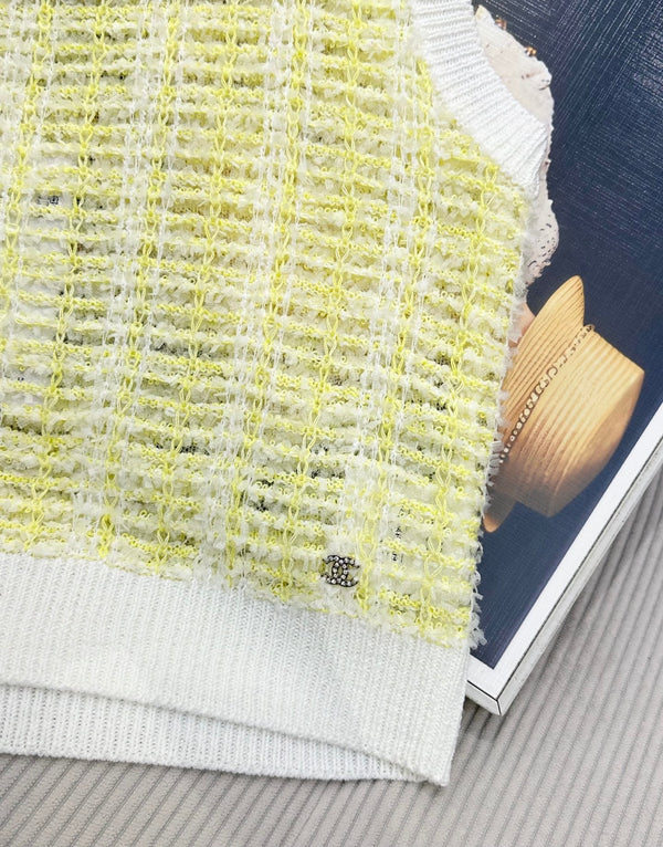 CC 26 Knit Vest Top Pale Yellow in Cotton 387593