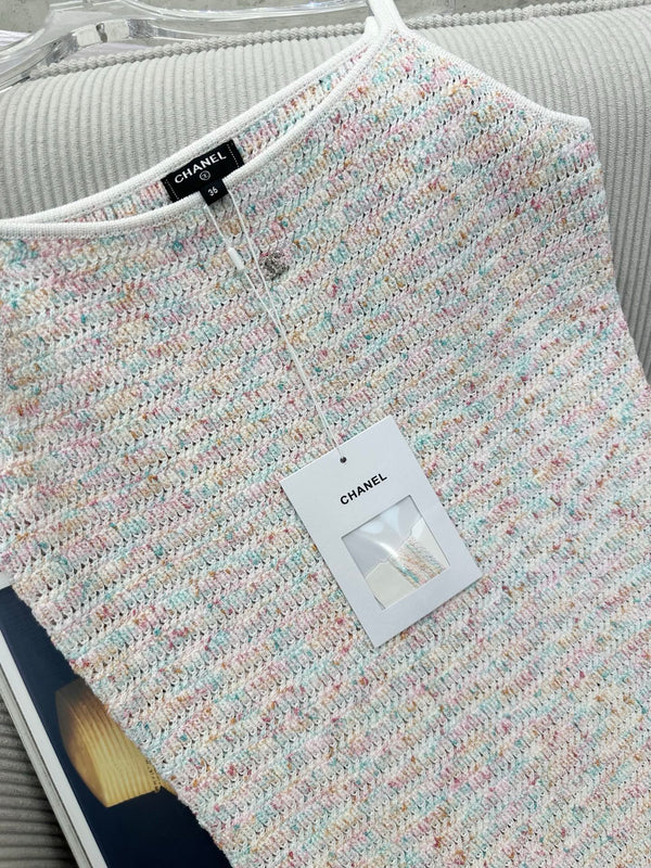 CC 26 Colorful Yarn Knitted Slip Dress in Wool 387530