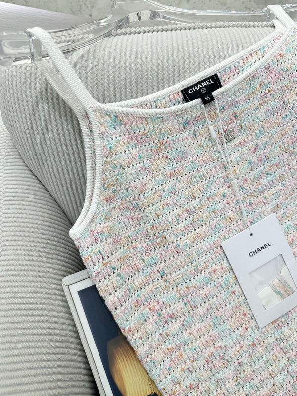 CC 26 Colorful Yarn Knitted Slip Dress in Wool 387530