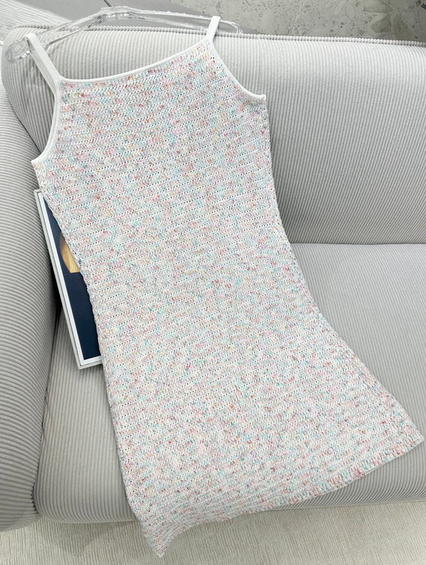 CC 26 Colorful Yarn Knitted Slip Dress in Wool 387530