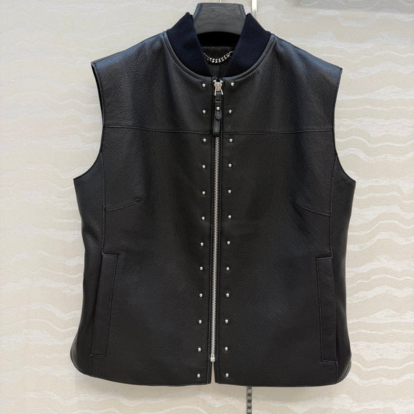 HM Elegant Equestrian-inspired Genuine Jacket Black in Sheepskin