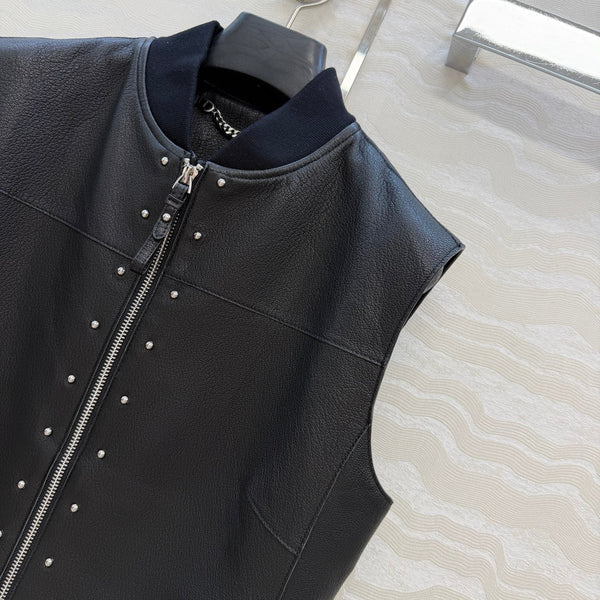 HM Elegant Equestrian-inspired Genuine Jacket Black in Sheepskin