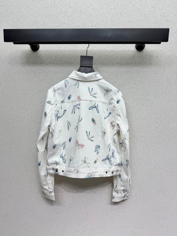 CD Printed Butterfly Jacket White in Cotton 388396