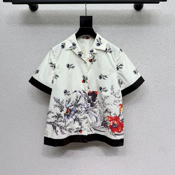CD Printed Short-Sleeve Shirt White in Cotton 388351