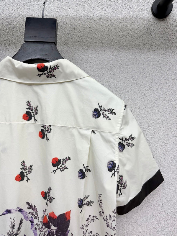 CD Printed Short-Sleeve Shirt White in Cotton 388351