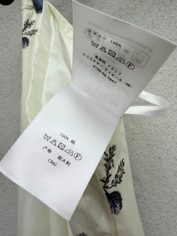 CD Bow Print Midi Skirt White in Cotton 388352