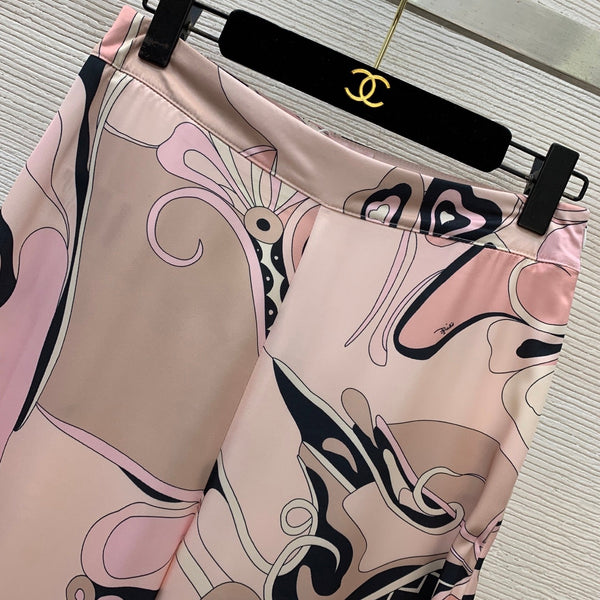 Pucci Orchidee Print Pants Pink in Cotton 380151