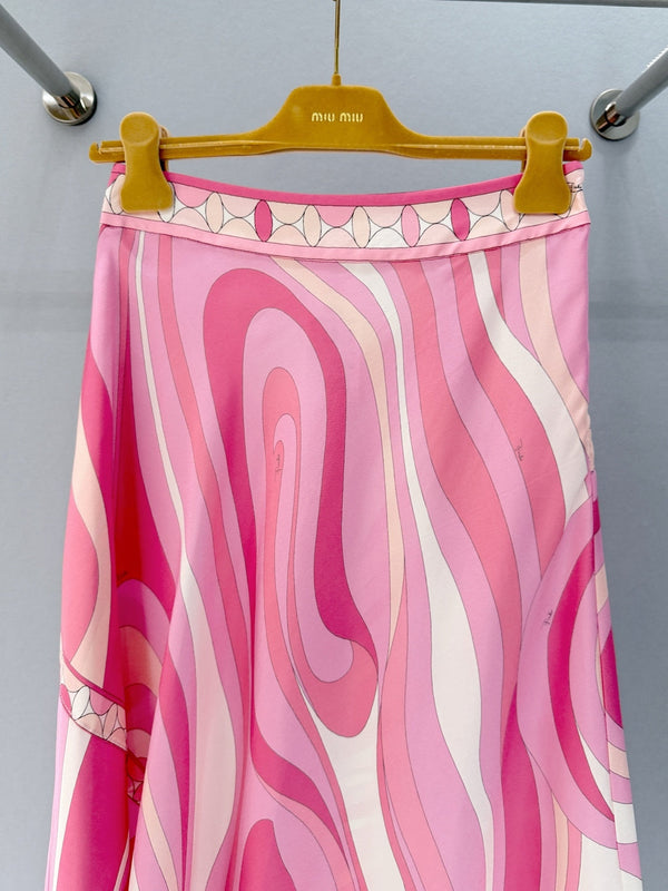 Pucci Pink Midi Skirt in Silk 379980