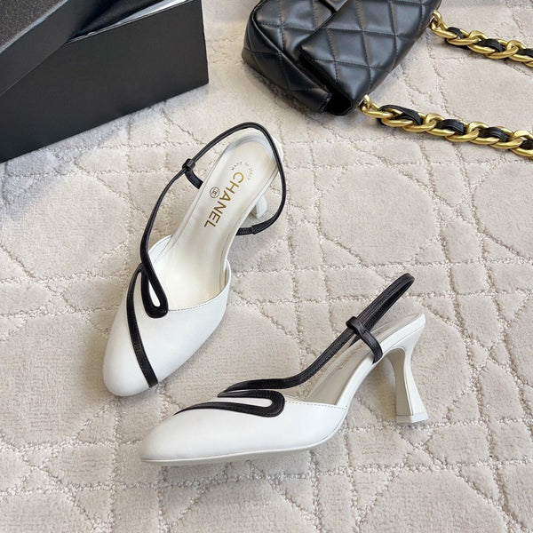 CC 26 Color-Blocked High Heels 75mm White in Leather 808102
