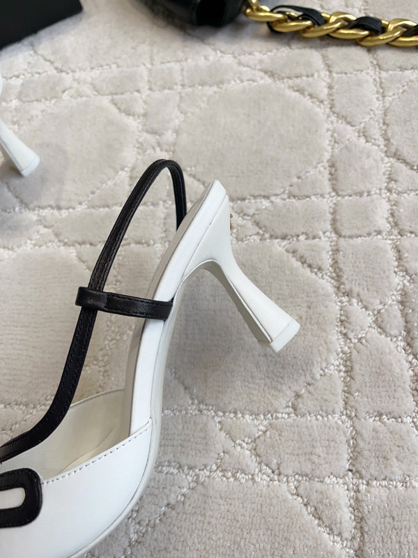 CC 26 Color-Blocked High Heels 75mm White in Leather 808102