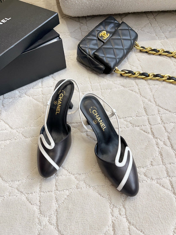 CC 26 Color-Blocked High Heels 75mm Black in Leather 808100