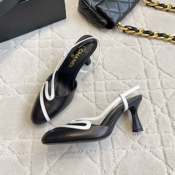 CC 26 Color-Blocked High Heels 75mm Black in Leather 808100
