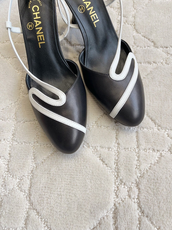 CC 26 Color-Blocked High Heels 75mm Black in Leather 808100