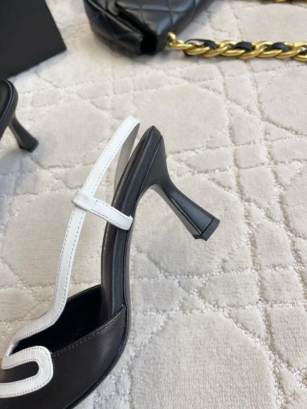 CC 26 Color-Blocked High Heels 75mm Black in Leather 808100