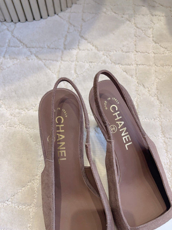 CC 26 Color-Blocked Open-Back High Heels 75mm Brown in Deerskin 808133