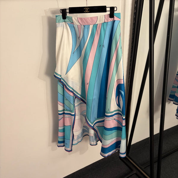 Pucci Color-blocked Printed Vest Top + irregular Slit High-waisted Skirt in 454900