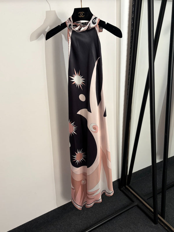 Pucci Sun Print Halter Neck Backless Sleeveless Vest Dress in 392408