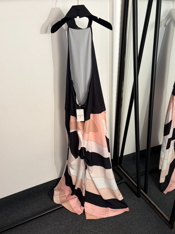 Pucci Color Block Print Halter Neck Backless Jumpsuit in 370450