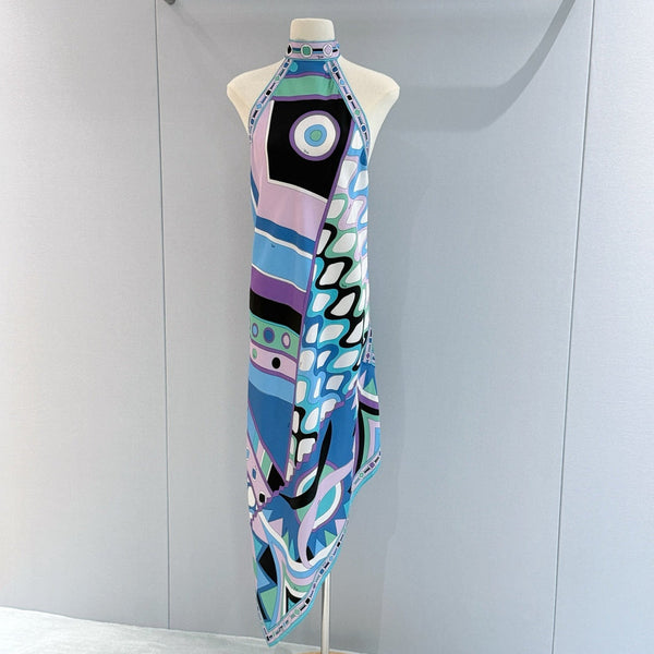 Pucci Vivara Silk Dress Blue 322231