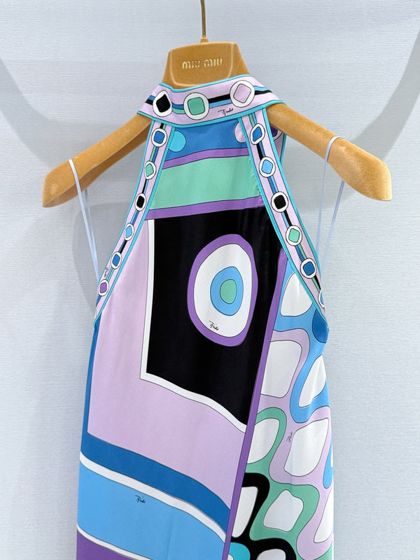 Pucci Vivara Silk Dress Blue 322231