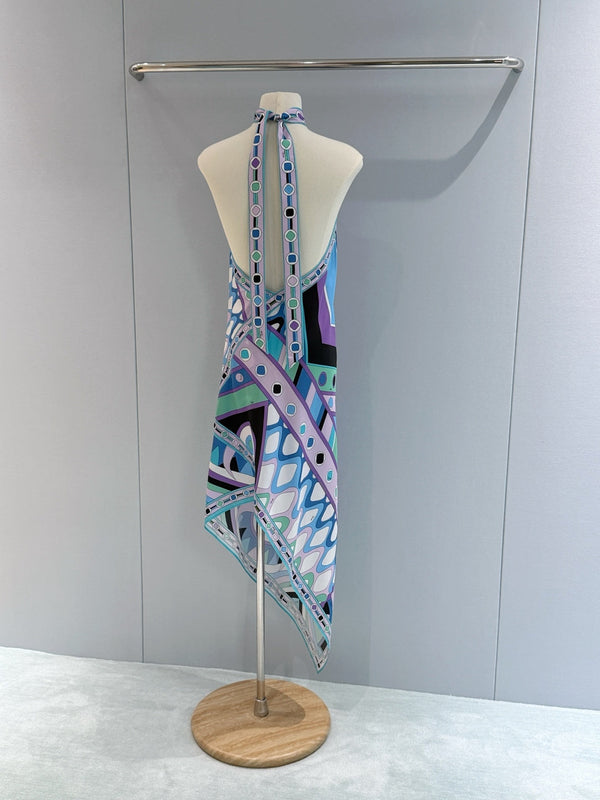 Pucci Vivara Silk Dress Blue 322231