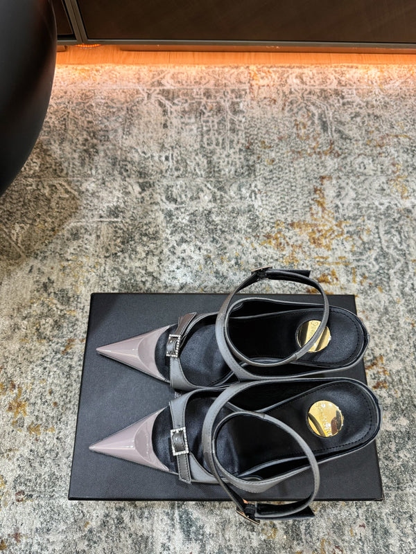YSL 26FW Sandal 10.5cm Medium Gray Silk 803985