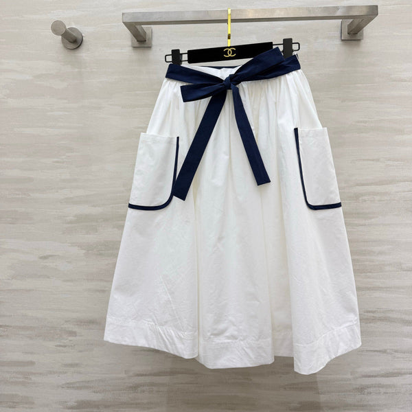 Pra Navy Style Asymmetrical Skirt White in Cotton 388809