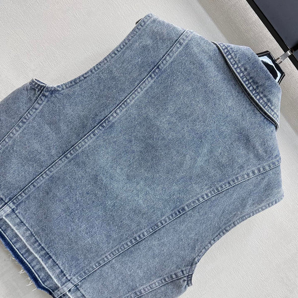 CC 26 Tassel-Edge Denim Vest Blue in Cotton 389543