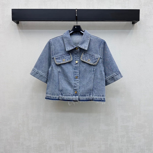 CC 26 Fringed Denim Shirt in Cotton 389537
