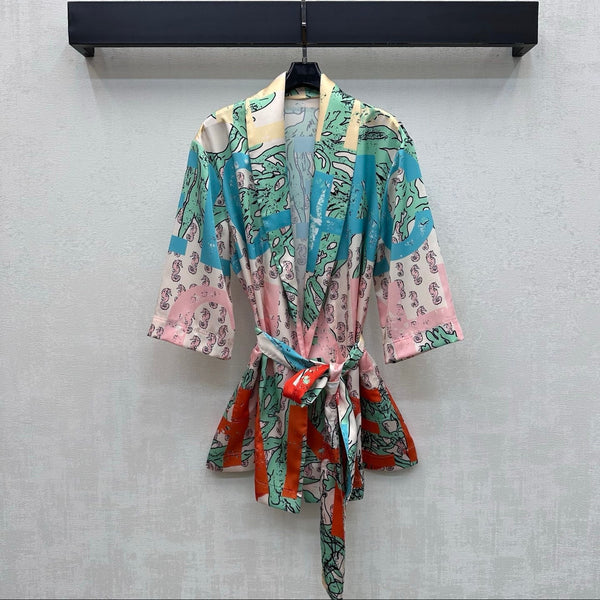 CC 26 Artistic Print Waistband Robe Colorful in Polyamide 389531