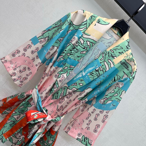 CC 26 Artistic Print Waistband Robe Colorful in Polyamide 389531