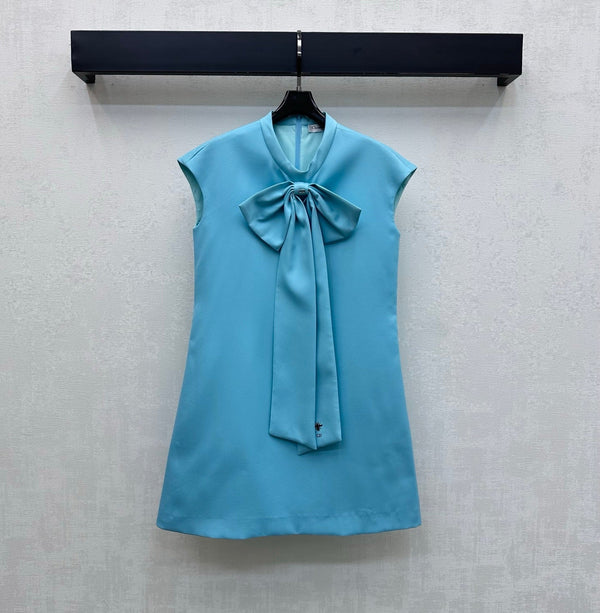 CD 26 Bow-Tie Vest Dress Blue in Cotton Fiber 389466