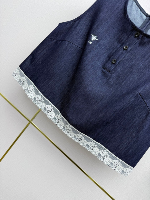 CD 26 Vest + Shorts Set Navy Blue in Cotton 389423