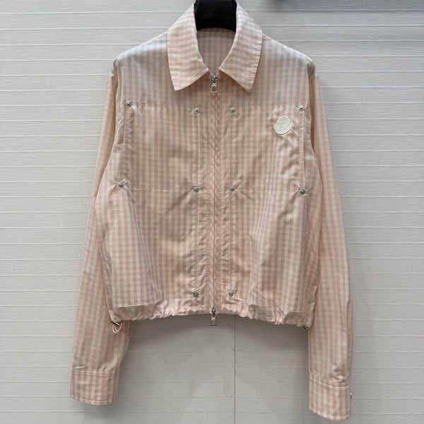 Moncler 26 Check Shirt Jacket Light Pink in Cotton 389787
