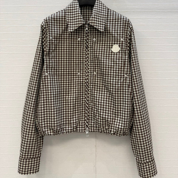 Moncler 26 Check Shirt Jacket Black White in Cotton 389778