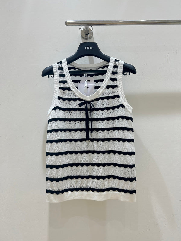 CD 2026 Knit Vest Black And White Bow Detail Tencel 479351