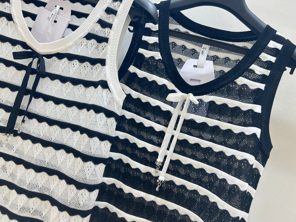 CD 2026 Knit Vest Black And White Bow Detail Tencel 479351