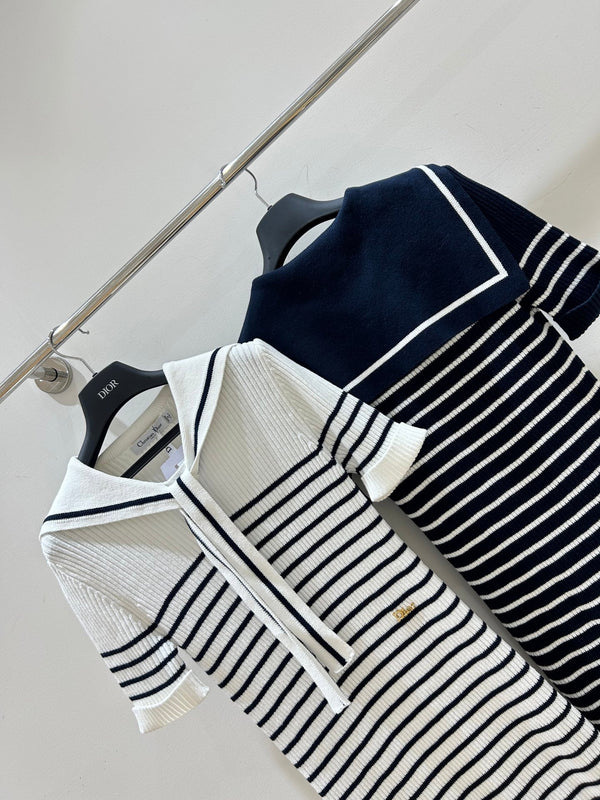 CD 2026 Stripes Knit Dress Cotton 479365