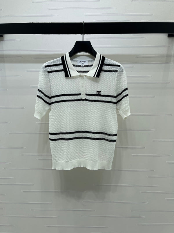 CC Cable Knit Short-Sleeve Shirt Silk Knit 392656