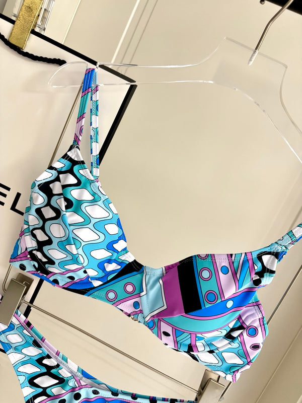 Pucci Printed Two-Piece Bikini Blue Cotton Blend228094